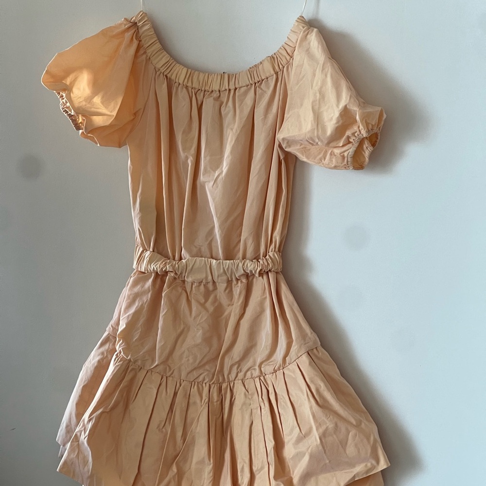 Maje off shoulder taffeta mini dress